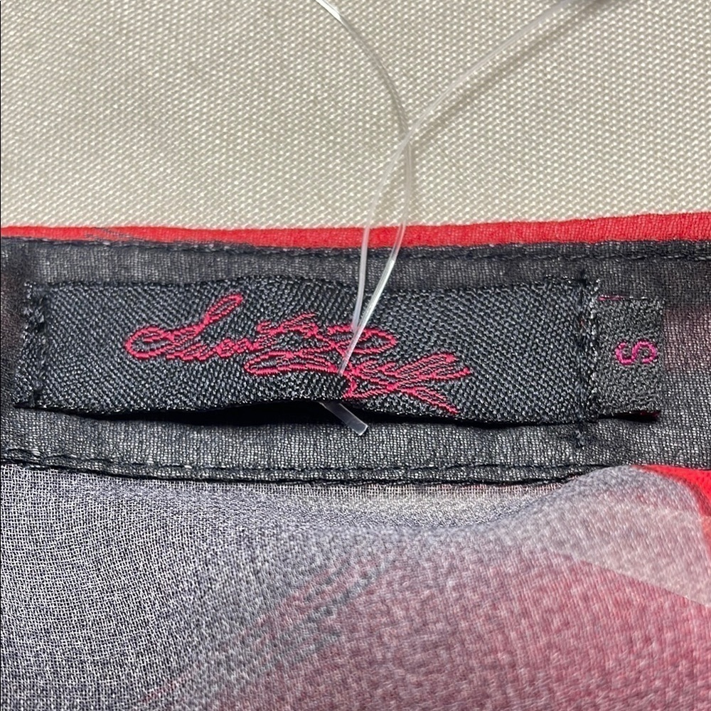 Red and Gray Sheer Blouse - Picture 10 of 11